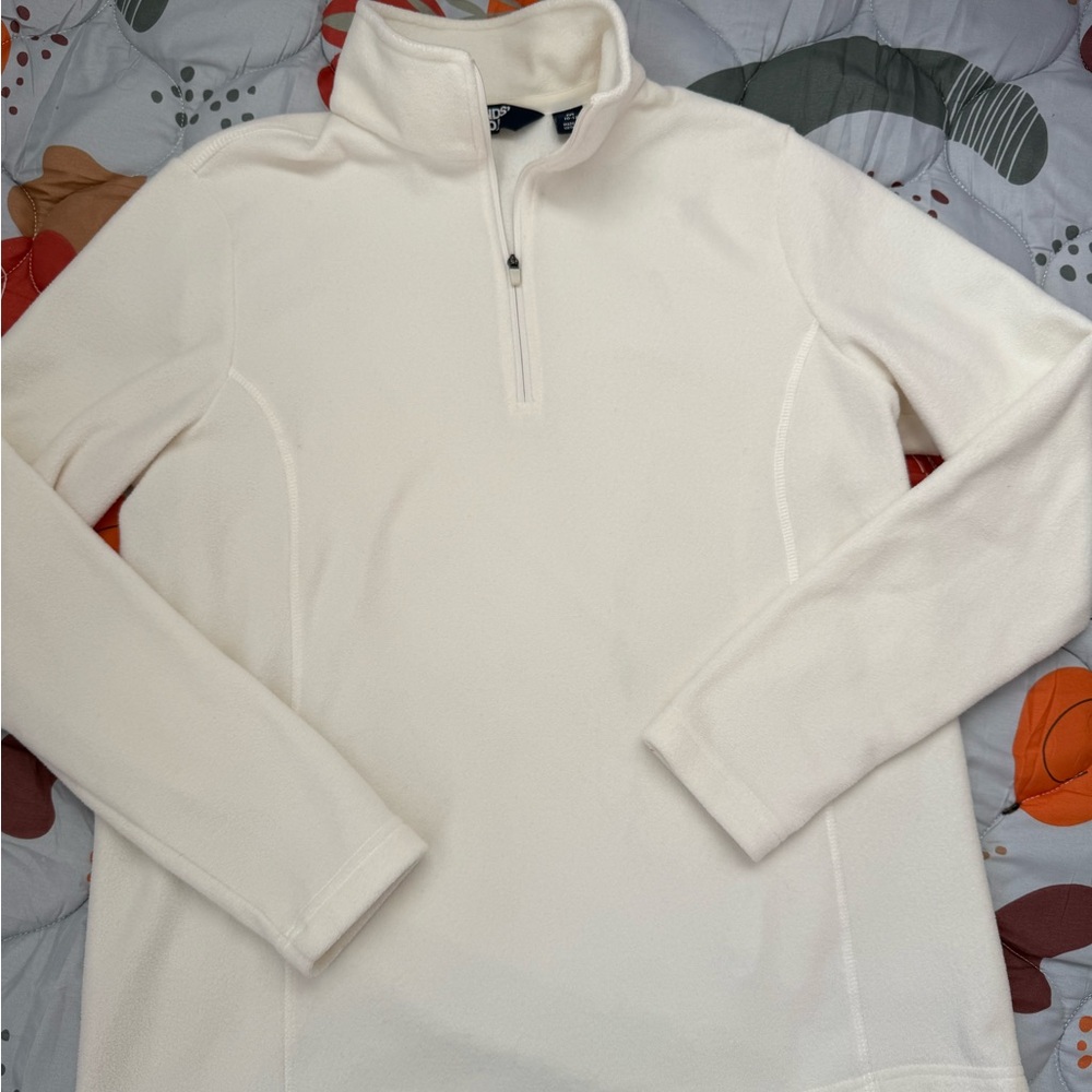 Lands' End Women's Ivory Quarter-Zip Sweater